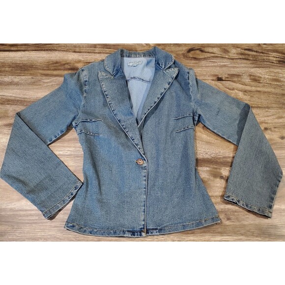 Max Studio Jackets & Blazers - Max Studio Jeans Women's Small Soft Denim Blazer Jacket Single Button Blue